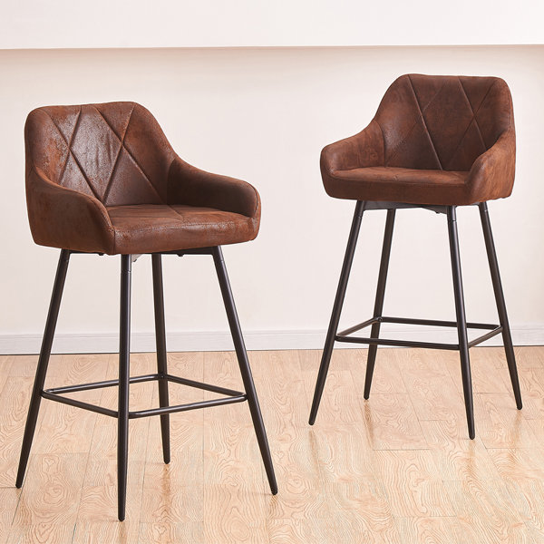 Borough Wharf Vintage Suede Bar Stools with Armrest Wayfair.co.uk